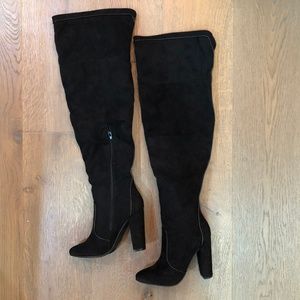 JustFab Styller Knee High Boots in Black